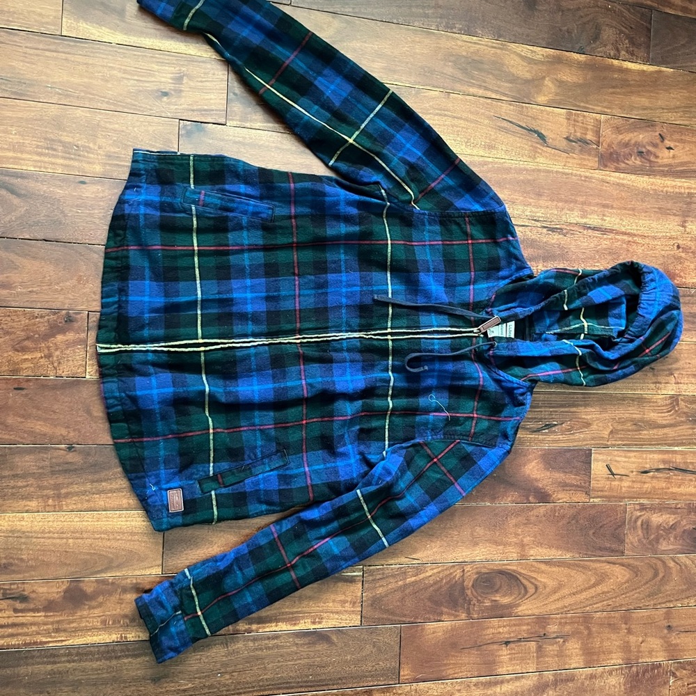 L.L. Bean Blue and Green Plaid Hoodie